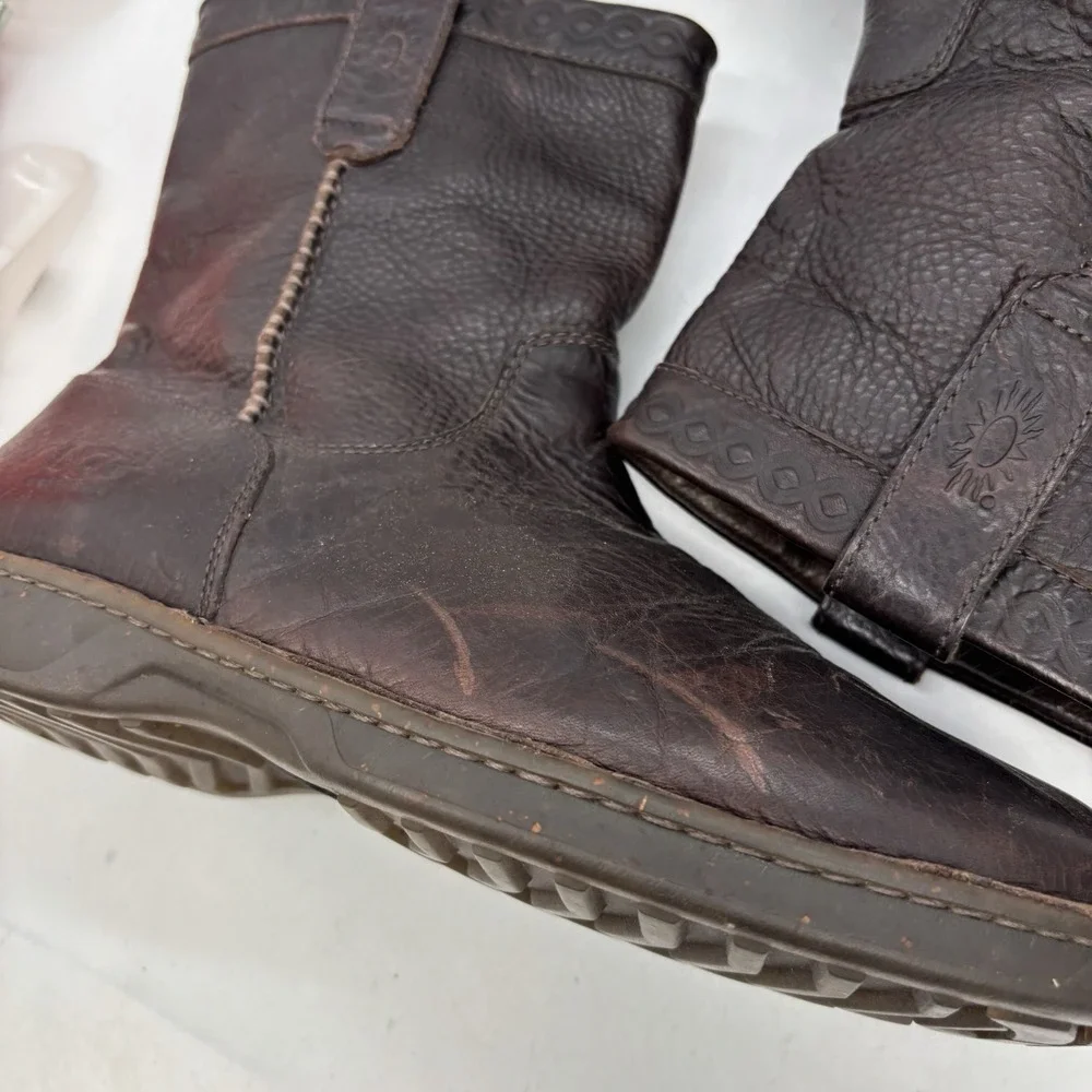 Ugg Men's Newbreak Black Leather Tall Biker Ridding Boots Model 3036 Size 7.5